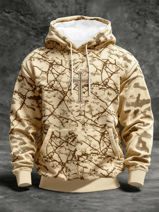 Men's Faith Camo Oversized Drop-Shoulder Hoodie with Pockets
