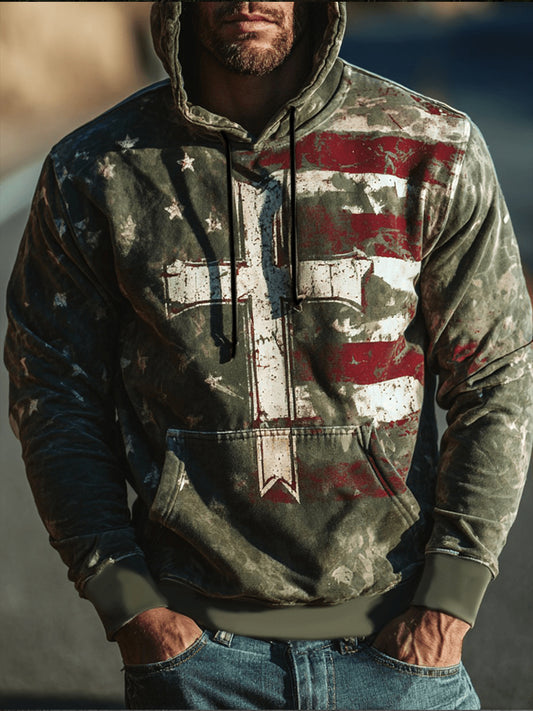 Men's Flag Cross Standard Fit Hoodie