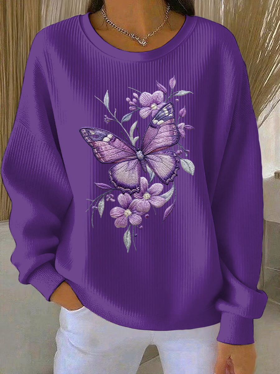 Women's Purple Art Print Casual Sweatshirt
