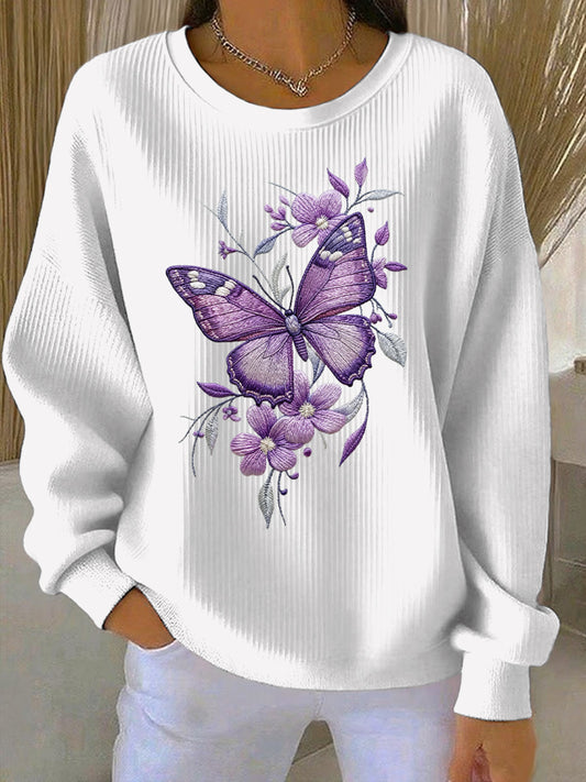 Women's Purple Art Print Casual Sweatshirt