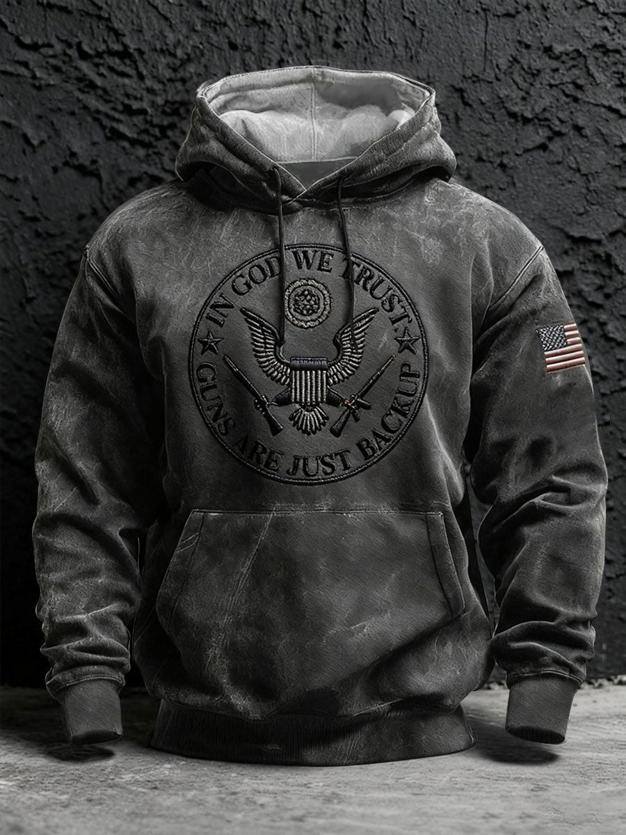 Men's In God We Trust Guns Are Just Backup Oversized Drop-Shoulder Hoodie With Pockets