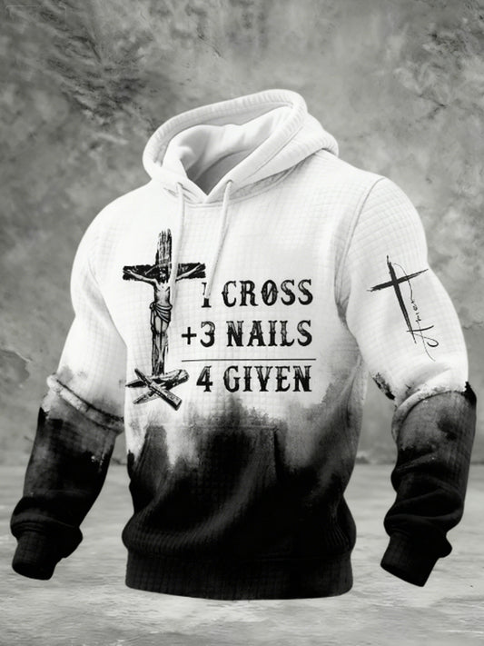 Men's CROSS +3 NAILS 4 GIVEN Checkered Cotton Hoodie