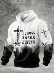 Men's CROSS +3 NAILS 4 GIVEN Checkered Cotton Hoodie