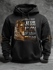 Men's Lion Of Judah Jesus Cross Faith Print Casual Hoodie