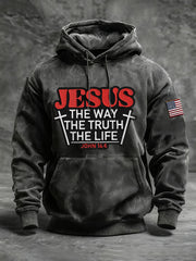 Men's Jesus The Way The Truth The Life Cross Hoodie with Pockets