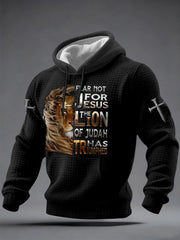 Men's Lion Of Judah Print Casual Checkered Hoodie