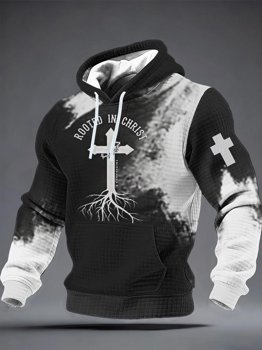 Men's ROOTED IN CHRIST Checkered Cotton Hoodie