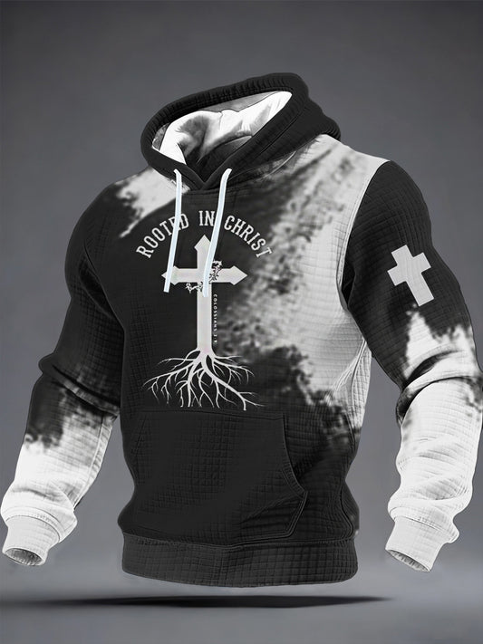 Men's ROOTED IN CHRIST Checkered Cotton Hoodie