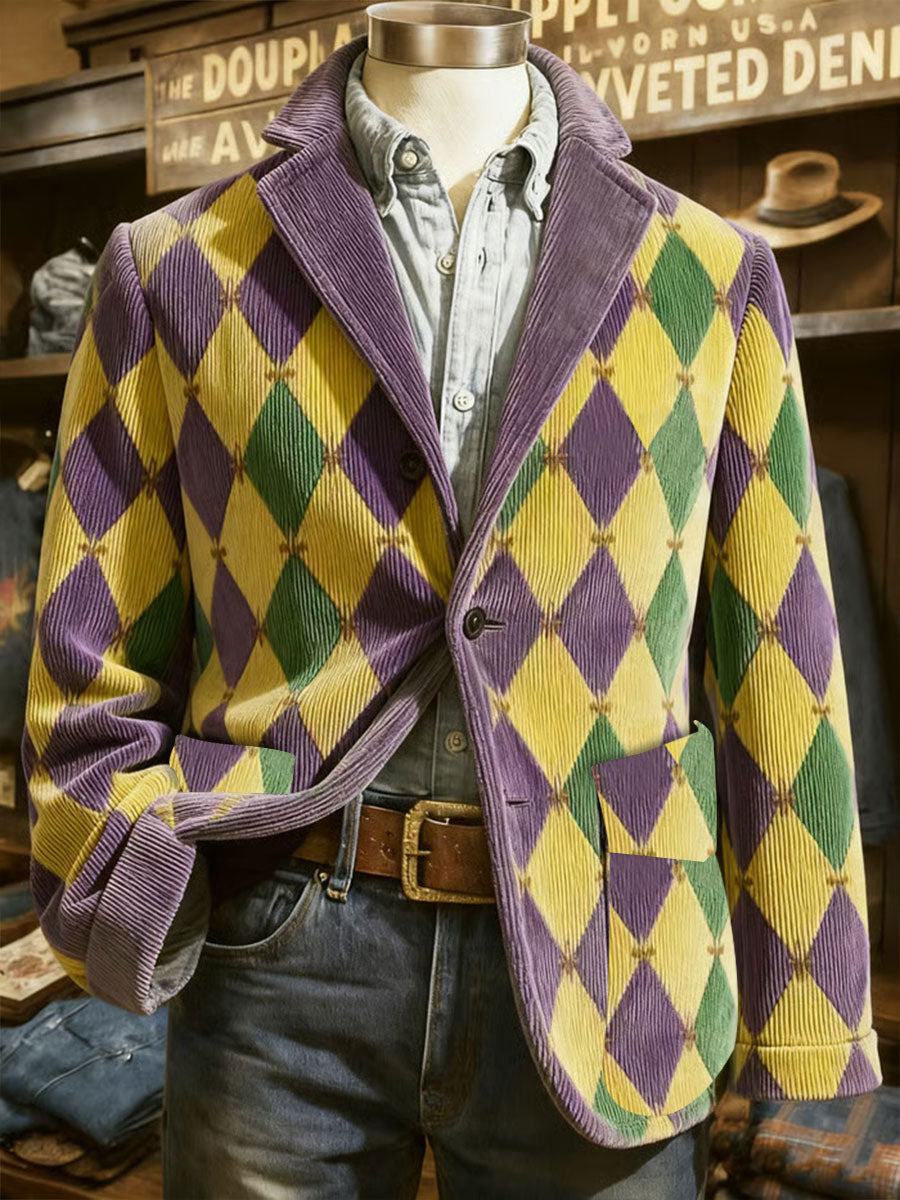 Men's Mardi Gras Printed Casual Jacket