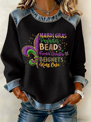 Women's Mardi Gras Print Casual Top