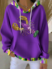 Women's Mardi Gras Print Casual Hoodie
