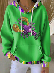 Women's Mardi Gras Print Casual Hoodie