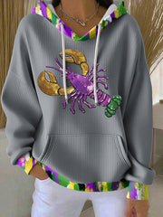Women's Mardi Gras Print Casual Hoodie