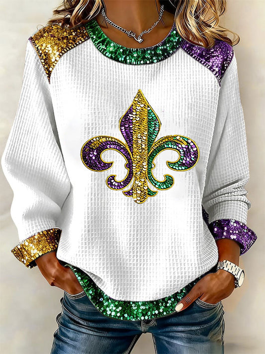 Women's Mardi Gras Print Casual Top