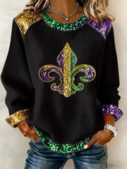 Women's Mardi Gras Print Casual Top