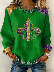 Women's Mardi Gras Print Casual Top