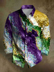 Men's Mardi Gras Printed Casual Shirt