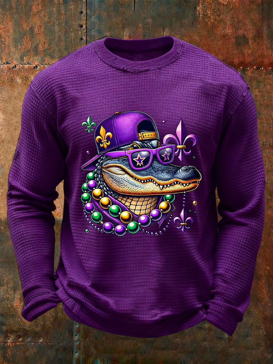 Men's Mardi Gras Waffle Print Casual T-Shirt