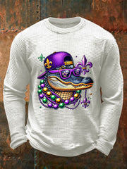Men's Mardi Gras Waffle Print Casual T-Shirt