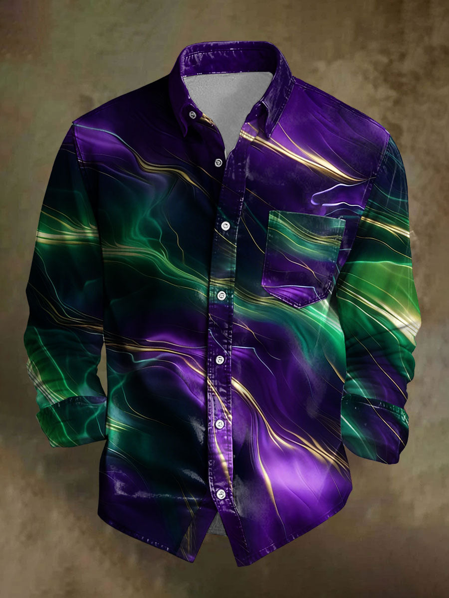 Men's Mardi Gras Printed Casual Shirt