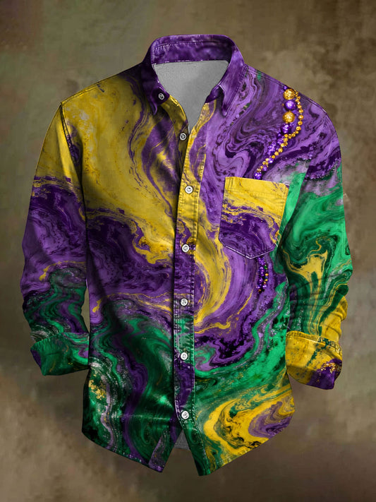Men's Mardi Gras Printed Casual Shirt