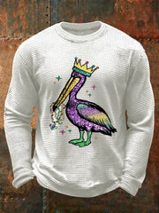 Men's Mardi Gras Waffle Print Casual T-Shirt