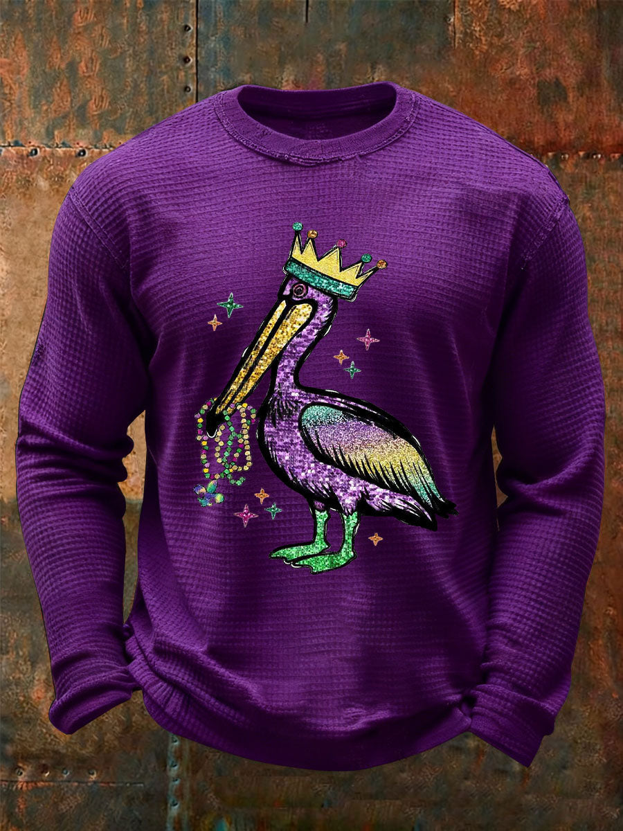 Men's Mardi Gras Waffle Print Casual T-Shirt