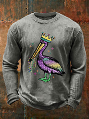 Men's Mardi Gras Waffle Print Casual T-Shirt