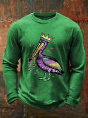 Men's Mardi Gras Waffle Print Casual T-Shirt
