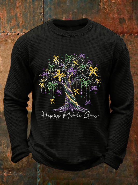 Men's Mardi Gras Waffle Print Casual T-Shirt