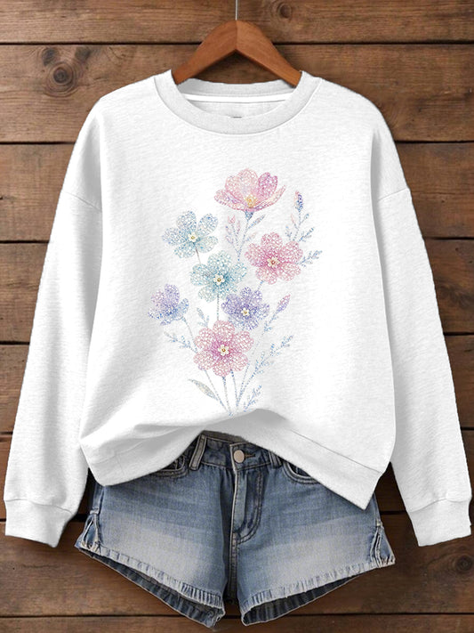 Women's Plants Flowers Print Sweatshirt
