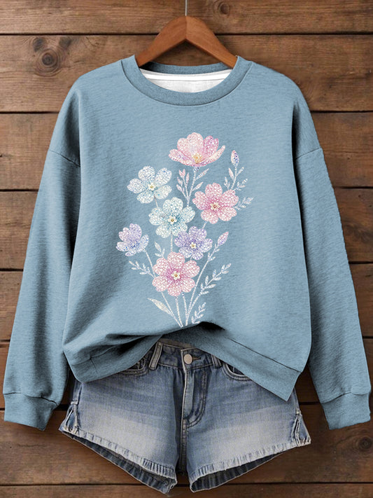 Women's Plants Flowers Print Sweatshirt