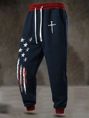Men's Faith Cross Checkered Cotton Hoodie Pants