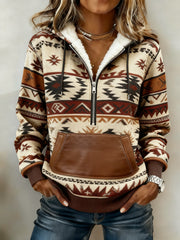 Women's Vintage Western Printed Casual Hoodie