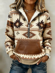 Women's Vintage Western Printed Casual Hoodie