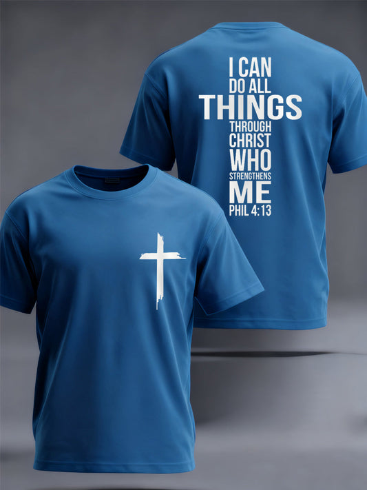 Men's Christian Faith Philippians 4:13 Print Casual Tee