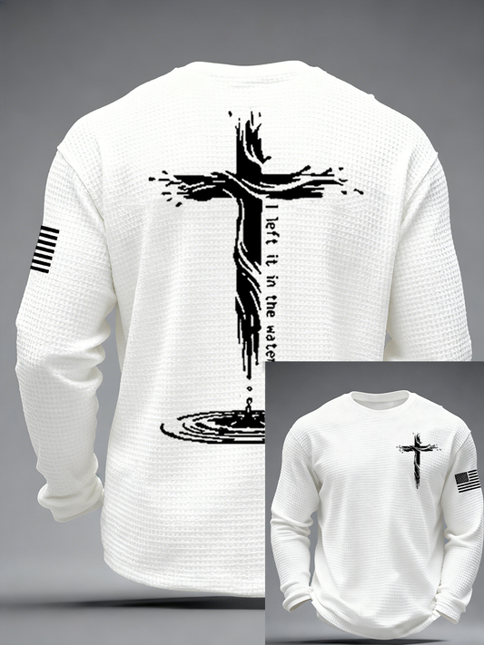 Men's I Left It In The Water Cross Waffle Long Sleeve T-Shirt