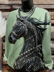 Women's Western Horse Art Sweatshirt