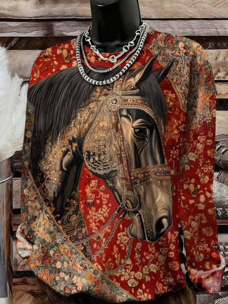 Women's Western Horse Art Sweatshirt