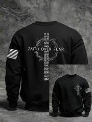 Men's Faith Over Fear Faith Print Casual Sweatshirt