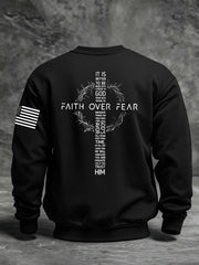 Men's Faith Over Fear Faith Print Casual Sweatshirt