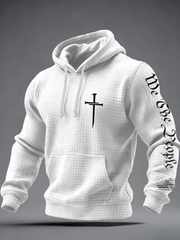 Men's Faith Print Checkered Cotton Hoodie
