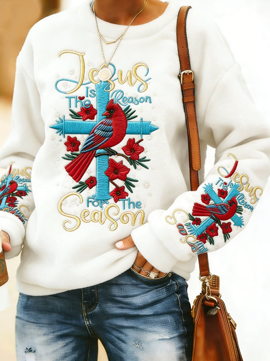 Women's Jesus The Reason Cardinal Christmas Flannel Hoodie