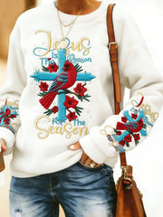 Women's Jesus The Reason Cardinal Christmas Flannel Hoodie