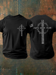 Men's Faith Over Fear USA Flag Print Casual Tee