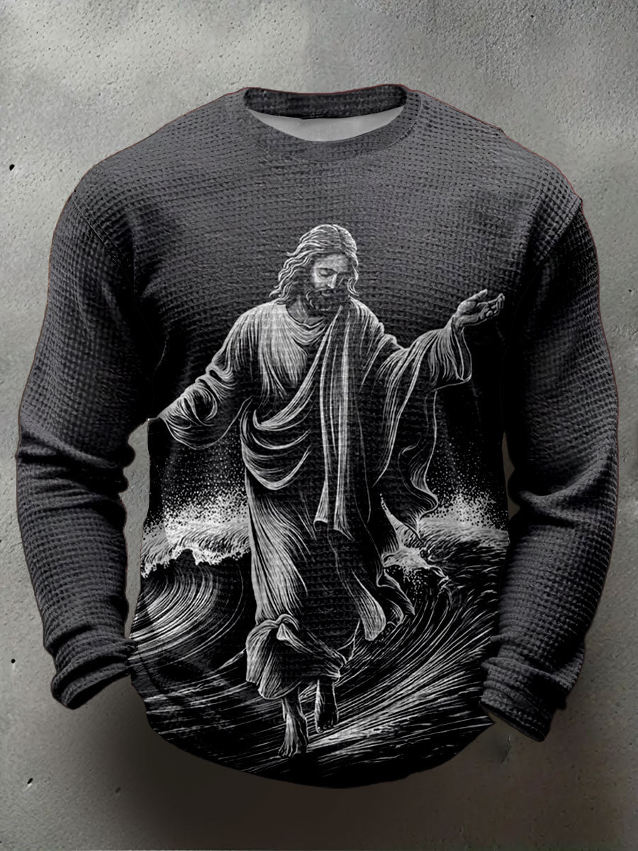 Men's Faith Waffle Print Casual T-Shirt