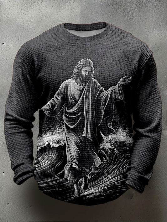 Men's Faith Waffle Print Casual T-Shirt