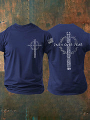 Men's Faith Over Fear USA Flag Print Casual Tee
