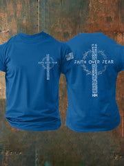 Men's Faith Over Fear USA Flag Print Casual Tee