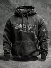 Men's God Is Good Print Casual Hoodie